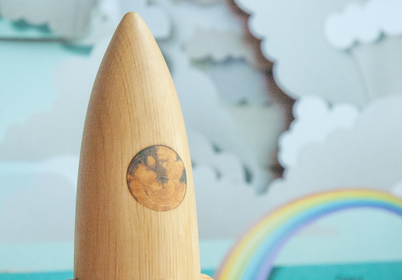 Education Toy Toy For Kids Space Rocket Toy Wooden Space Ship Handmade Wood Toy Wooden Rocket Toy Pretennd to Play for Boys and Girls