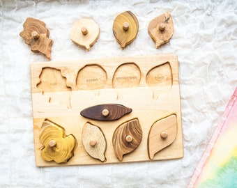 Baby birthday puzzle Wooden Toy For Toddler Montessori materials Leaf Puzzle Christmas baby gift Ukrainian seller