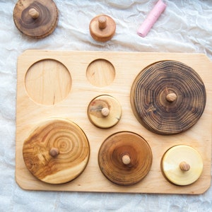 Baby shapes puzzle Wooden baby puzzle Nature toys Montessori baby toys 2 year Montessori baby toys 3 year Baby gift toy image 1