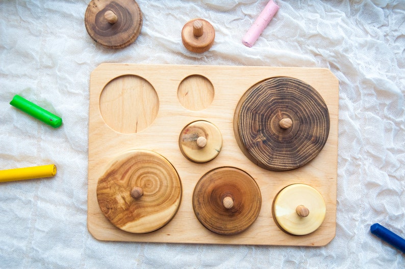 Baby shapes puzzle Wooden baby puzzle Nature toys Montessori baby toys 2 year Montessori baby toys 3 year Baby gift toy image 1
