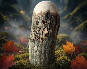 Halloween Wooden Ghost Decor, Rustic Spirit Figurine, Spooky Handmade Gift, Cottagecore Halloween, Forest Ghost, Natural Wood Fall Decor