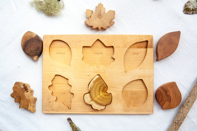 Baby Leaf Puzzle Baby birthday puzzle Montessori Toy Organic Toy Educational Toy Toddler Development Wood Toy Natural Wood Baby Toy puzzle with names