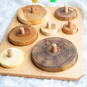 Baby shapes puzzle Wooden baby puzzle Nature toys Montessori baby toys 2 year Montessori baby toys 3 year Baby gift toy image 3