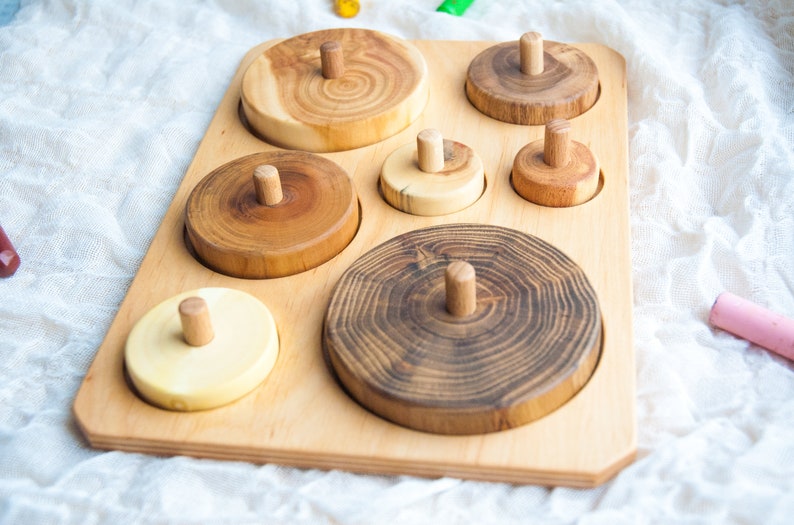 Baby shapes puzzle Wooden baby puzzle Nature toys Montessori baby toys 2 year Montessori baby toys 3 year Baby gift toy image 3