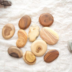 Wooden Zen Stones Set, Natural Wood Pebbles, Zen Home Decor, Scandinavian Shelf Decor, Boho Nature Decor, Mindfulness Gift image 9