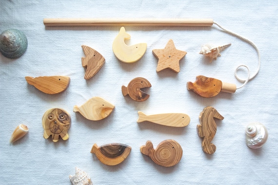 Fishing Toy Set 12 Fishes, Wooden Toddler Toy, Wood Toy Kit, Handcrafted  Toys, Montessori Toys, Organic Toy, Waldorf Toy, Gift Toy Set, 112 