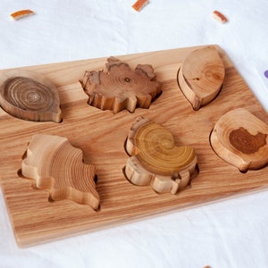 Baby Leaf Puzzle Baby birthday puzzle Montessori Toy Organic Toy Educational Toy Toddler Development Wood Toy Natural Wood Baby Toy image 2