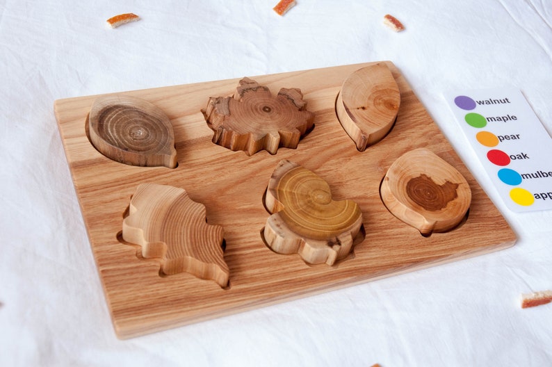 Baby Leaf Puzzle Baby birthday puzzle Montessori Toy Organic Toy Educational Toy Toddler Development Wood Toy Natural Wood Baby Toy image 2