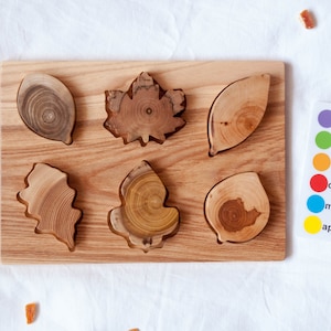 Baby Leaf Puzzle Baby birthday puzzle Montessori Toy Organic Toy Educational Toy Toddler Development Wood Toy Natural Wood Baby Toy image 1