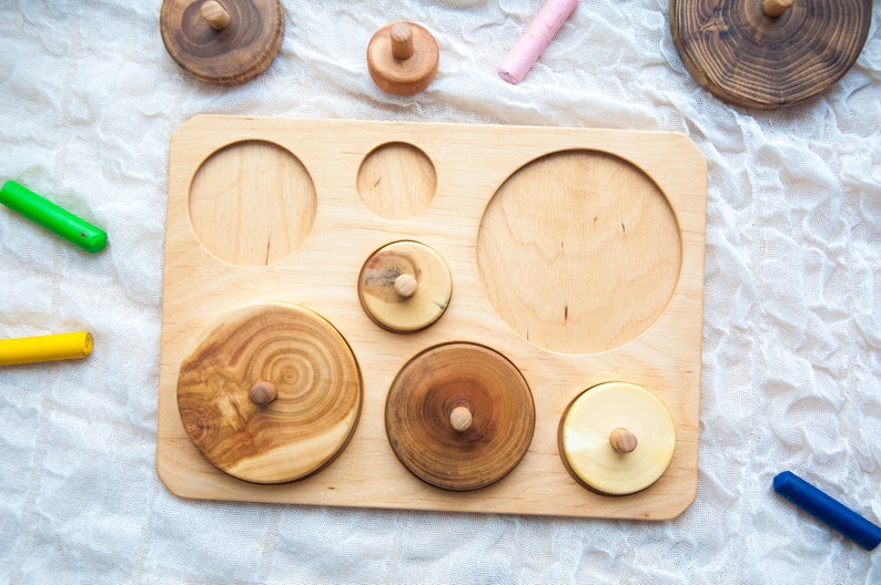 Baby shapes puzzle Wooden baby puzzle Nature toys Montessori baby toys 2 year Montessori baby toys 3 year Baby gift toy image 5