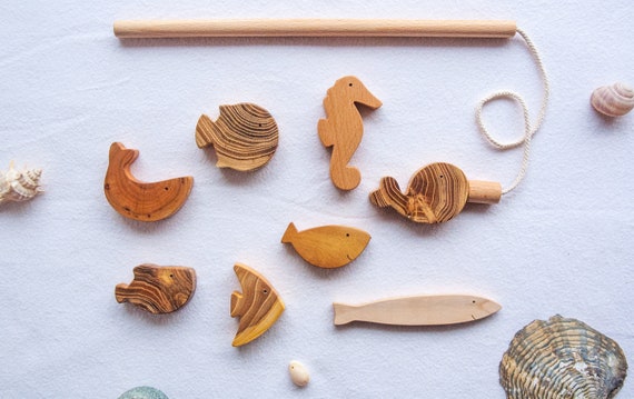 wooden fishing set