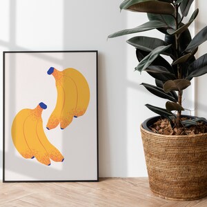 Bananas and Flowers Printable Poster Collection Set of 2 Modern Wall Decor Minimalist Art image 3