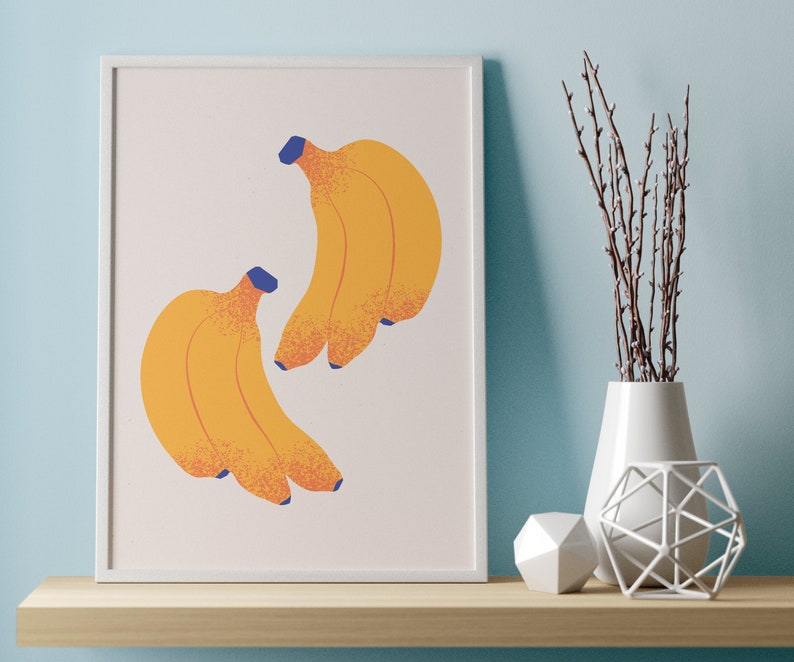 Bananas and Flowers Printable Poster Collection Set of 2 Modern Wall Decor Minimalist Art image 7