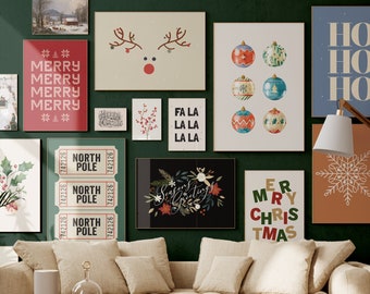 Christmas Printable Wall Art Bundle | 16 Christmas Designs | Seasonal Prints | Holiday Decor | misprintdesign | Printable Wall Art