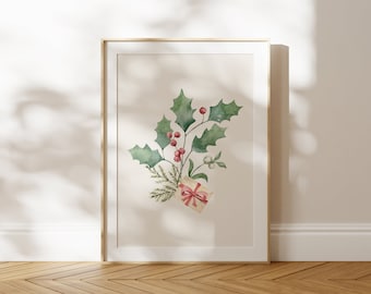 Winter Gift | Neutral Christmas Print | Holiday Decor | misprintdesign | Printable Wall Art | Digital Print | Watercolor Art