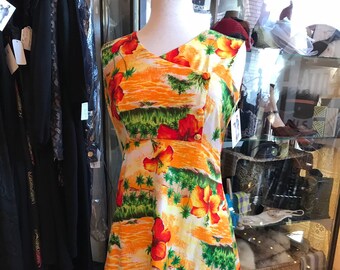 Mildred\u2019s of Hawaii 70\u2019s mod maxi hostess dress size medium