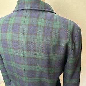 Pendleton plaid jacket Womens lightweight wool nipped waist 1990s green blue tartan plaid coat 49er style /size Small image 5