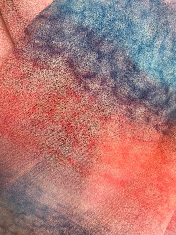 Vintage silk scarf~ ombré pastel cotton candy she… - image 9