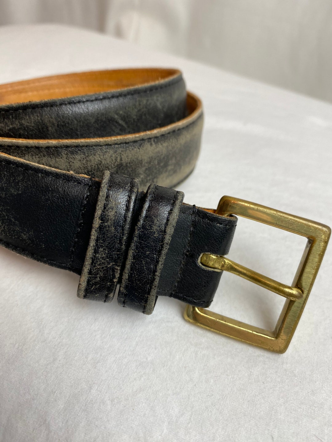 Ceinture En Cuir Dorée GAP Femme Taille M - Boucle Laiton, Style Réglable Et Vieilli, Occasion