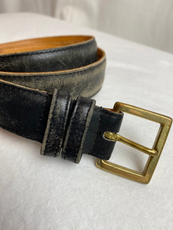 90’s black leather Coach belt~ slim skinny trouse… - image 1