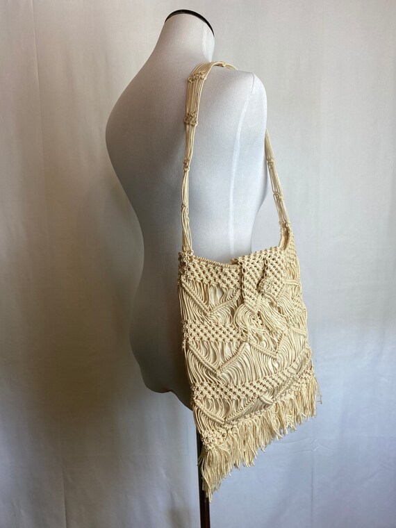 70’s cotton macrame style purse  Boho hippie shou… - image 5