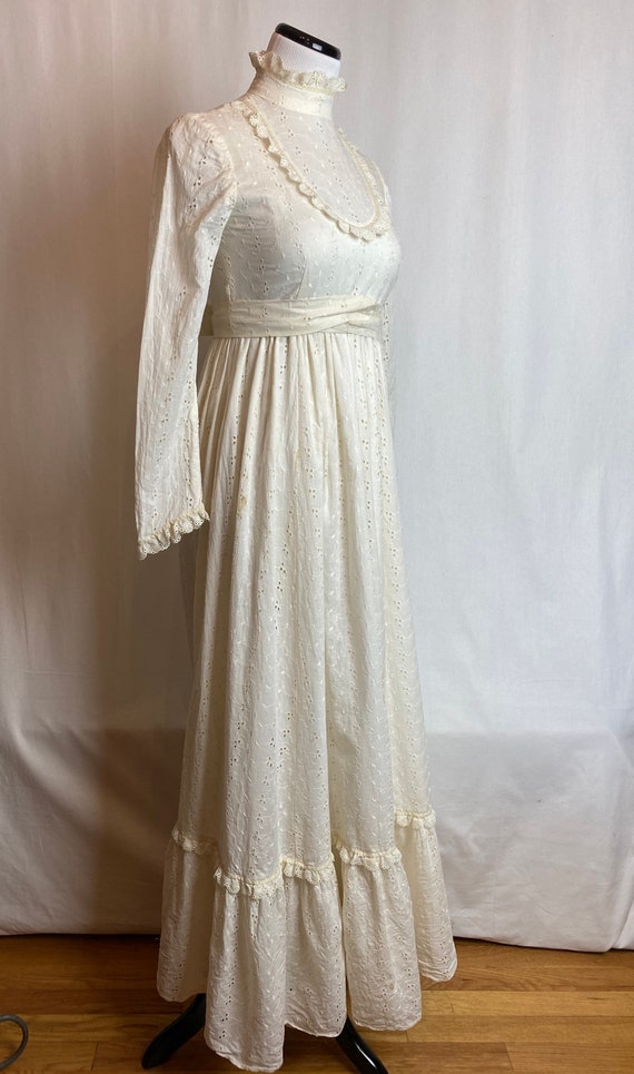 70’s boho wedding gown cotton lace Gunne sax styl… - image 5