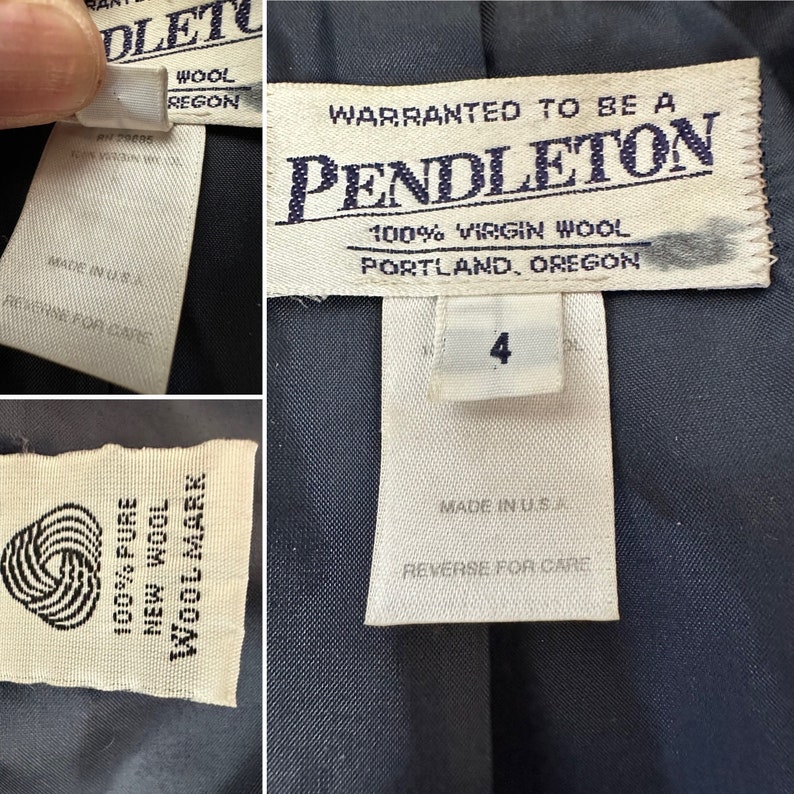 Pendleton plaid jacket Womens lightweight wool nipped waist 1990s green blue tartan plaid coat 49er style /size Small image 9