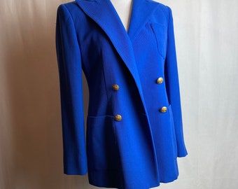 Vintage 90’s blazer  ~Bright blue Ralph Lauren double breasted with chunky gold buttons~ scholastic vibes preppy size 2 Petite