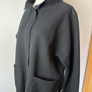 90s minimalist felted wool sporty jacket boxy square cut modern vibes black wool sweater coat Womens size Med lg image 4