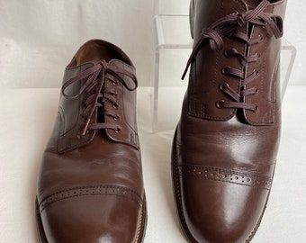 Stacy Adams Chaussures habillées pour hommes Cuir marron 20s 30s 40s insp lacets œillets antiques style Oxford taille 91/2