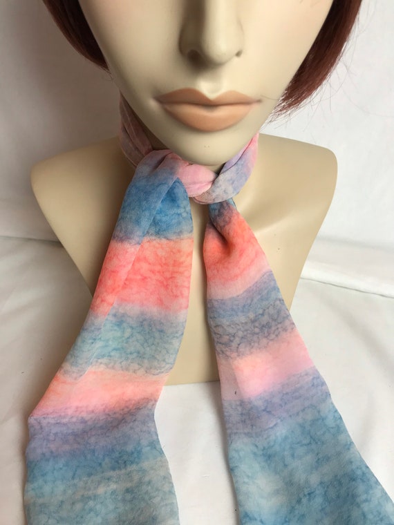 Vintage silk scarf~ ombré pastel cotton candy she… - image 6