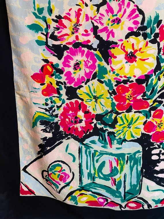 Vintage all silk scarf Vibrant colorful floral pr… - image 5