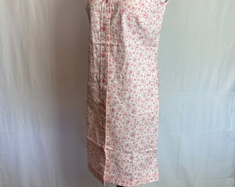 60’s dress~ pastel pink micro floral flower power preppy sleeveless button down shirt dresses sleeveless mini~ calico size XS-Small