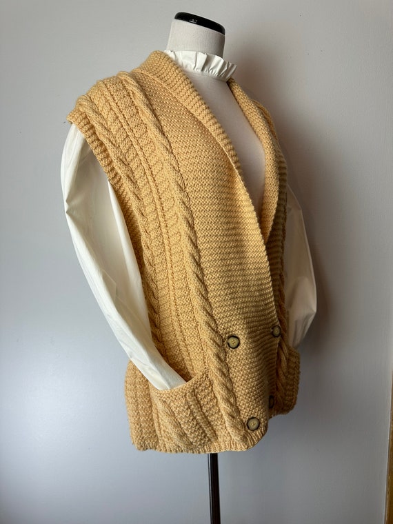 80’s-90’s sweater vest 100% wool chunky cable kni… - image 2