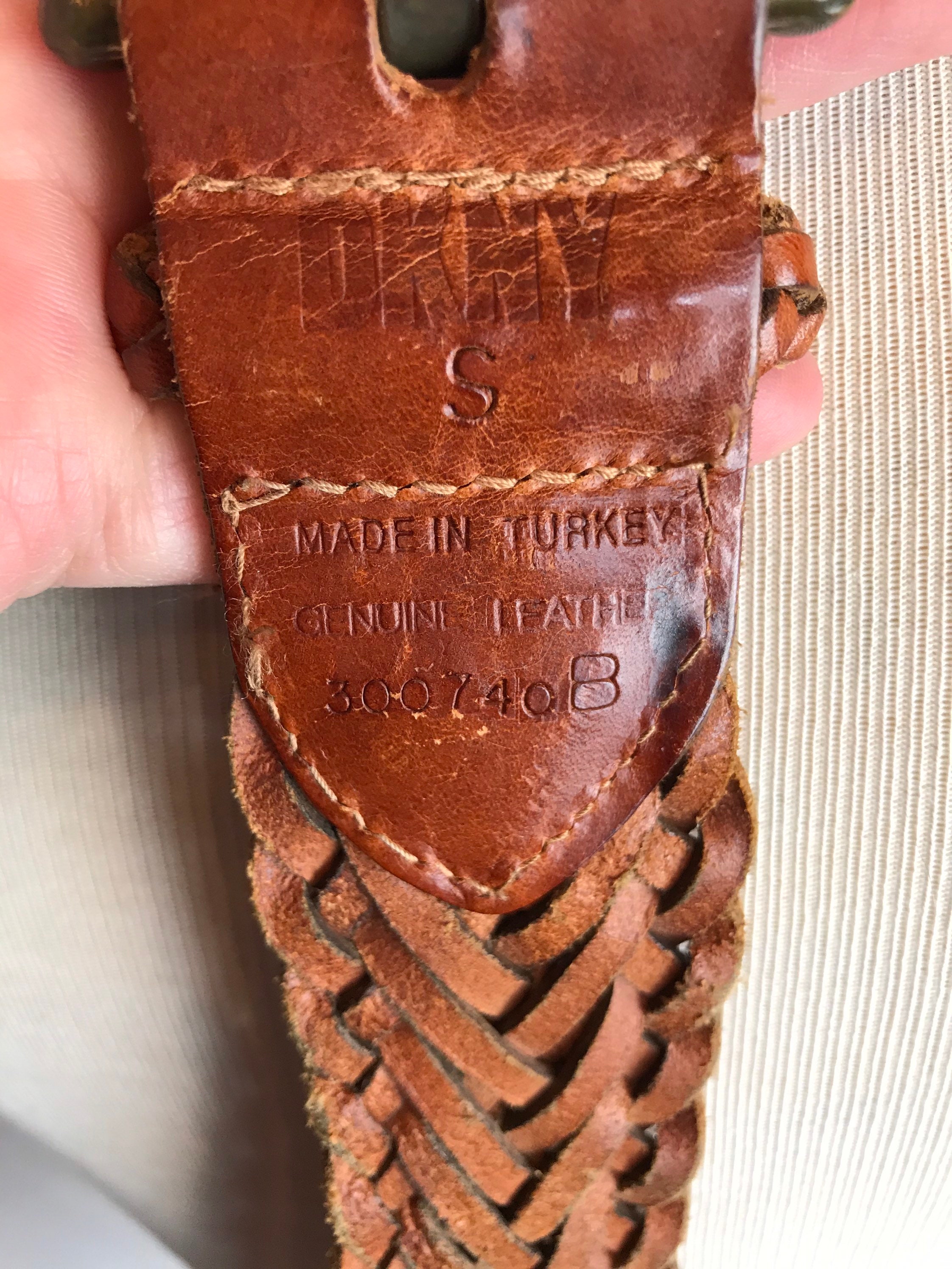 Vintage DKNY Wide Woven Genuine Leather Brown Belt Boho Braided Size L INC | Braided Leather Belt | Brown | Size 32 - Walmart.com main image 3