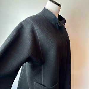 90s minimalist felted wool sporty jacket boxy square cut modern vibes black wool sweater coat Womens size Med lg image 1