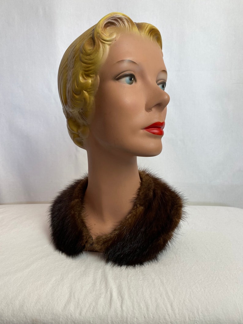 50s mink fur collars Womens 1950s fashion brown Peter pan collar pinup special occasion accessory sweater cardigan jackets image 8