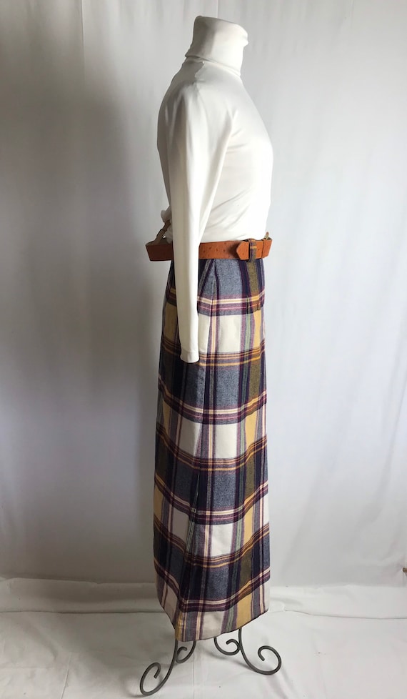 60’s 70’s flannel plaid maxi skirt~ culottes styl… - image 10