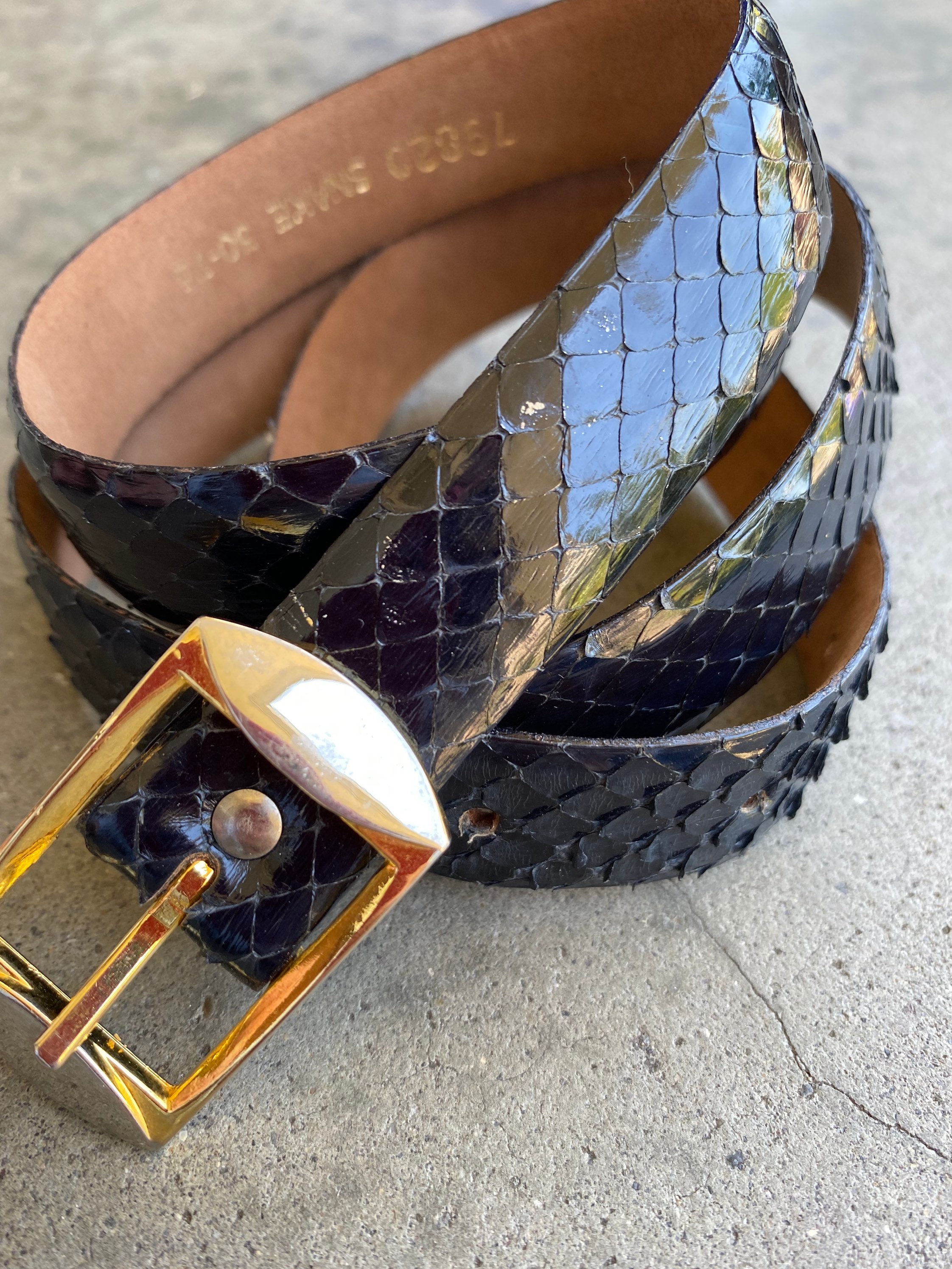 Vintage Womens Genuine Snake Skin Belt Silver Metallic Gold Buckle Glam Snakeskin Silver Belts for Women for sale | eBay main image 3