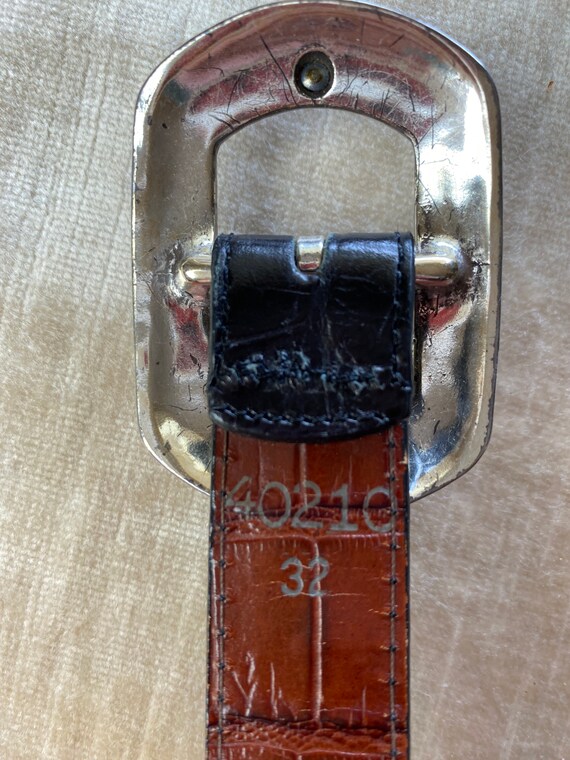 90’s leather belt  reversible 2 tone Black & Brow… - image 7