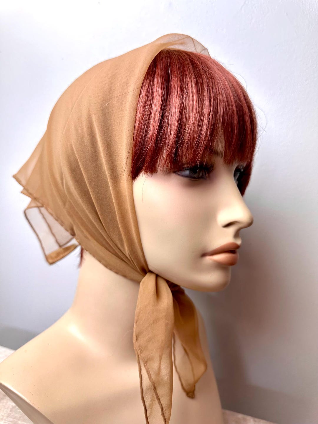 Nilon Scarf 1960s Sheer Crepe Nylon Scarf: Vintage Tan Neckerchief - Etsy
