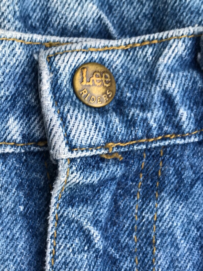 80s Womens Lee Jeans vintage high waisted denim distressed original faded blue rugged 100% cotton XXSM size or juniors image 5