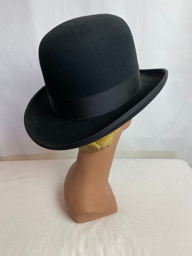 Resistol Mens black western hat Vintage 60s 70s western self conforming unblocked beaver felt hat Mens Homberg style bowler fedora image 5