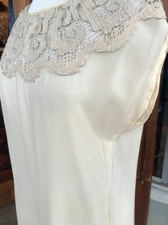 20’s 30’s wedding dress silk crepe ivory cream- l… - image 4