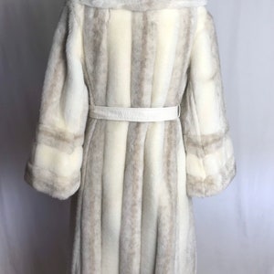 70s beautiful white faux fur princess coat belted waist exaggerated belled sleeves gorgeous lush furry fake glamorous vintage size M image 6