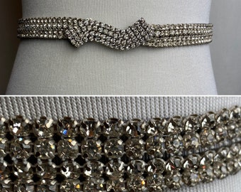 Vintage 40’s 50’s rhinestone belt sparkly dress belt pinup retro fancy cocktail dress belts size XS 25.5” waist