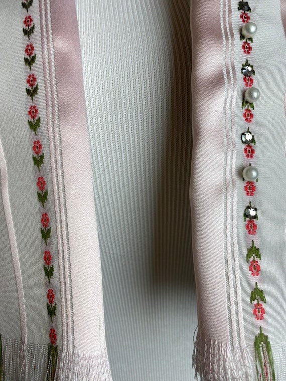 50’s beautiful pink silk satin neckerchief floral… - image 7