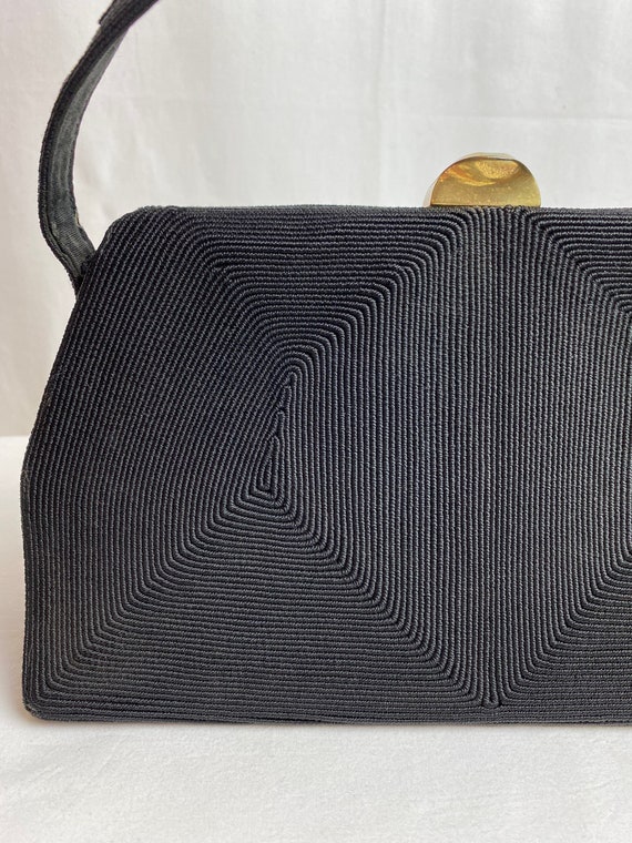 Vintage 40’s 50’s black purse soutache / cord han… - image 2