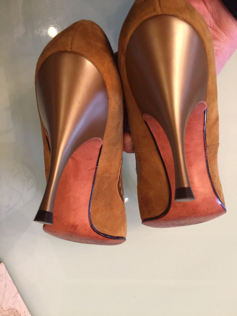 mustard colored high heels