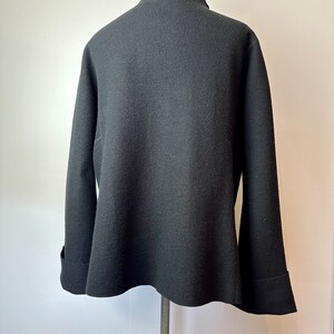 90s minimalist felted wool sporty jacket boxy square cut modern vibes black wool sweater coat Womens size Med lg image 3